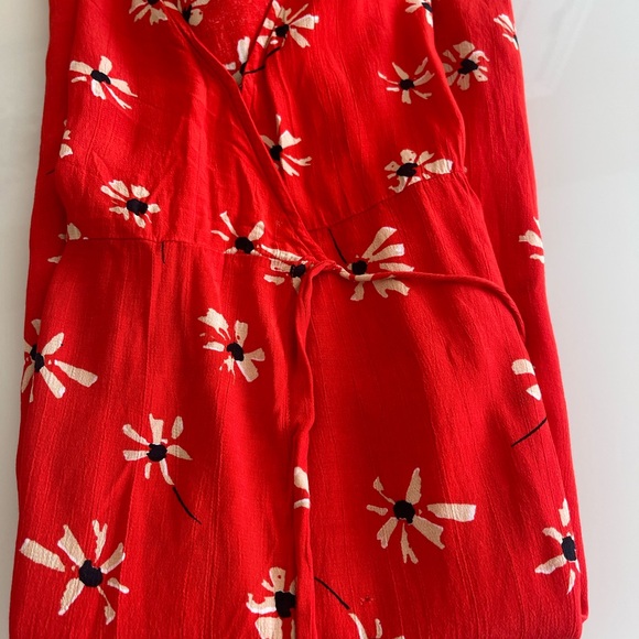 Anthropologie Faithfull the Brand Red Floral Midi Dress  wrap size xs - Picture 3 of 16